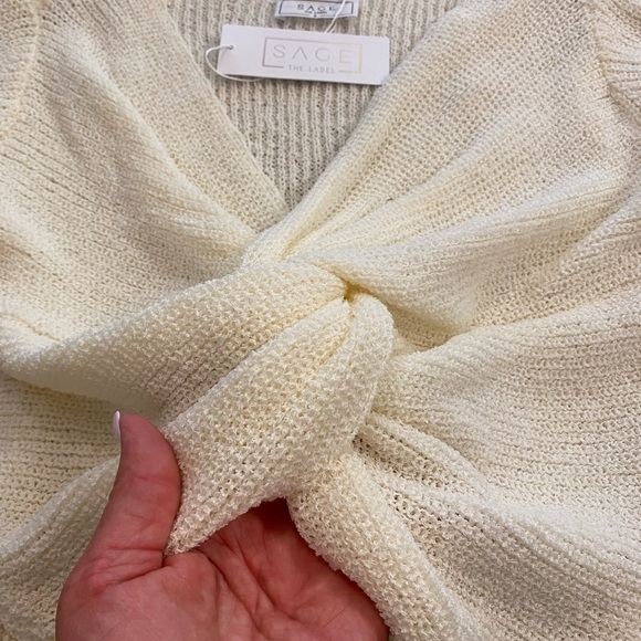 Knit Twist Sweater Crop Top New Small White - Picture 3 of 9